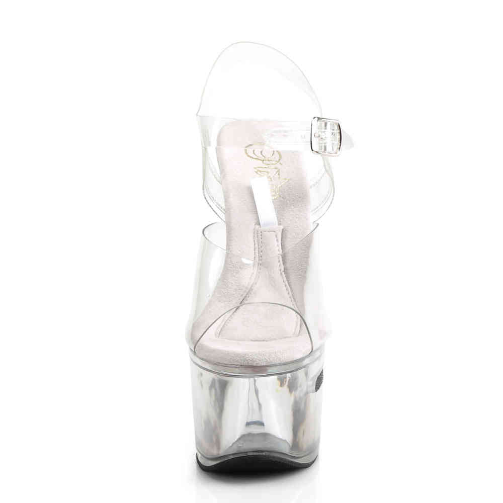 Pleaser - TIPJAR-708-2 Ankle strap sandal, Pole dance shoes - Pole dance shoes - Transparent/Silver coloured